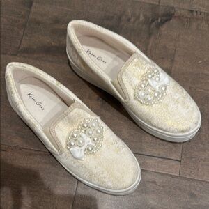 G by Guess Cream Slip-On Sneakers with Medallion